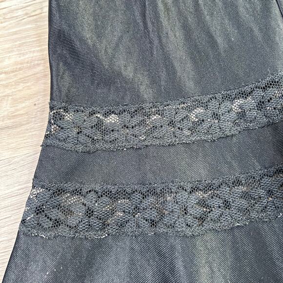 Vintage Black Lace Trim Slip Dress - Size M - Picture 4 of 6
